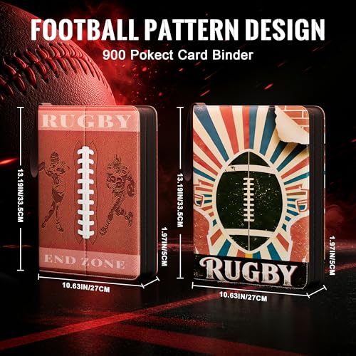 Image of Kabinka 9 Pocket Football Card Binder, 900 Standard Cards Sports Card Binder with Zipper, Protective Trading Card Binder Collector Organizer for Football Sports Cards TCG (Classic)