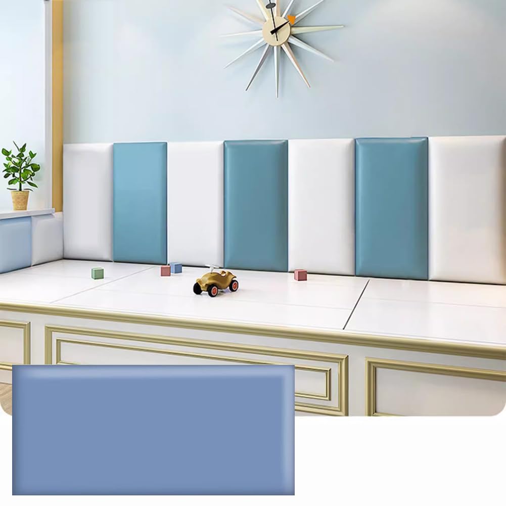 3D Anti-Collision Wall Padding for Bedroom, Peel and Stick Headboard/Wall Stickers, Home Decorative Upholstered Wall Panels,Dark Blue,30x50cm
