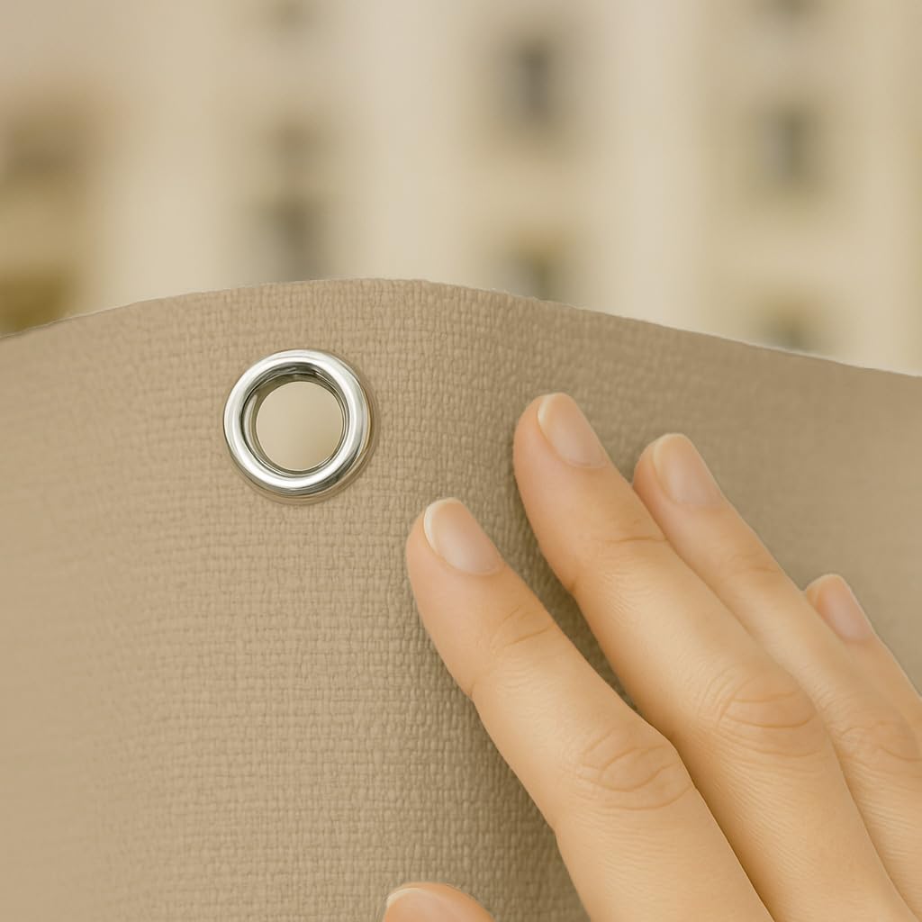 Byour3 – wasserdichte Outdoor Vorhäng Wetterfest mit Metallringen Anti-Schimmel Verdunkelungs Seitenvorhänge Markise für Balkon Pavillon Terrasse Sonnenschutz (Beige, B. 200 x 290 L)