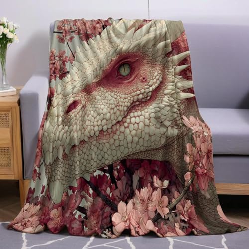 Rot Kuscheldecke Flauschig 80 x 120 cm Anime-Drache Druck Mikrofaser Weich Warm Fleecedecke Sofadecke Couchdecke Wohndecke Bettdecke Tagesdecke