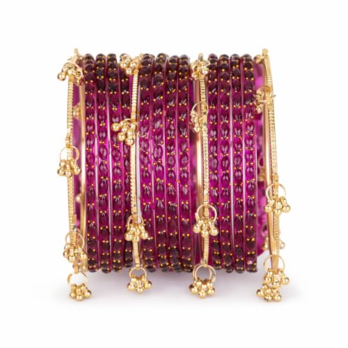 Image of Shining Diva Fashion 16 Pcs Trendy Stylish Glass & Kashmiri Ghungroo Bangles Set for Women & Girls | Traditional Festive Wedding Party Jewellery