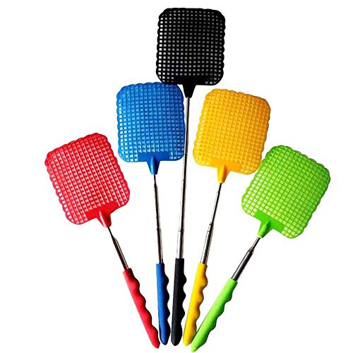IYSHOUGONG 4 Pcs Plastic Swatter Telescopic Extendable Flapper Fly Prevent Pest Mosquito Tool,Color Random