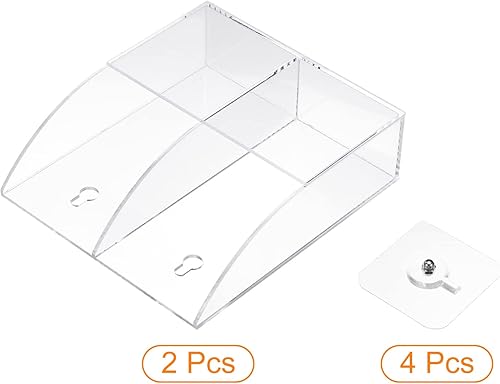 Miniatura 3 de PATIKIL Soporte para control remoto, paquete de 2 organizadores de acrílico para montaje en pared, caja de almacenamiento de medios de 2 ranuras