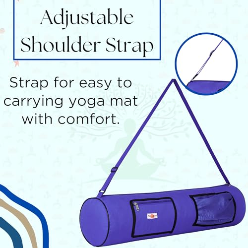 Image of Zipper Yoga Mat Bag for Meditation Mat's Cover Bag with Adjustable Shoulder Strap Waterproof Mate Carry Bags fit for 4mm to 8 mm Mats for Women and Men (Blue)