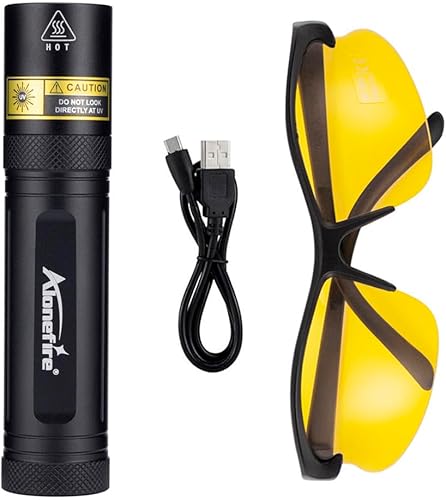 Miniatura 7 de ALONEFIRE SV77 10W 365nm Linterna UV portátil recargable Blacklight Detector de dinero para detector de orina de mascotas, curado de resina,