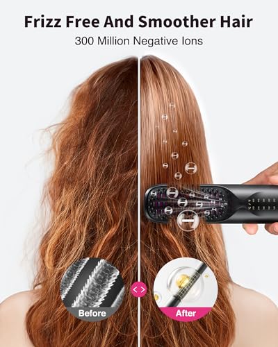 Image of Bopcal Cordless Hair Straightener Brush for Travel, Upgraded Mini Portable Hair Straightening Brush for Women & Men, 300M Anti-Frizz Negative lons Straightening Comb, lonic Care & Fast Heating