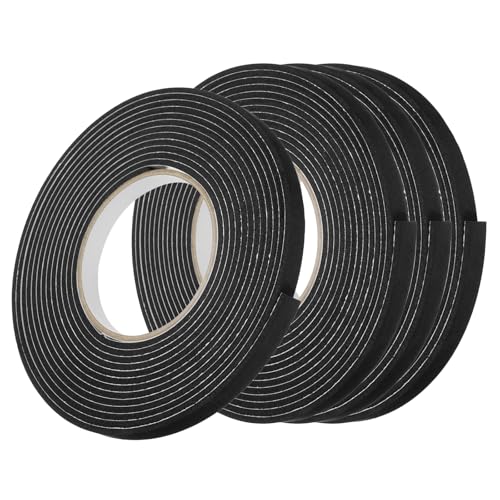 Image of uxcell 4pcs Rolls Single Sided Foam Tape Removeable EVA Sponge Mounting Tape Strong Adhesive Tape Strips(Black, 13ft x 1 /2 inch x 1 /8 inch) for Home Paint Wall Hanging Poster Decor