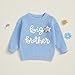 Toddler Baby Boy Sweater Big Brother Little Brother Matching Outfits Long Sleeve Pullovers Fall Winter Clothes (Blue- Big Brother, 4-5 Years)