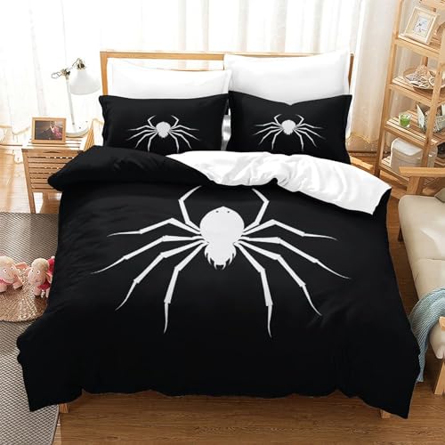 Housse de couette araignée 3D pour chambre d'ado literie microfibre double