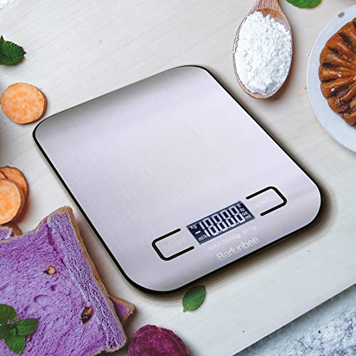Barlunbee Food Scale,Kitchen Scales Digital Weight Grams And Oz, 11Lb/5Kg With 0.05Oz/1G Precision,6 Units,Tare Function,Stainless Steel,Auto Off #TOP1