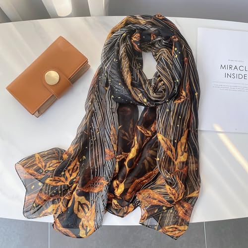 Image of Scarf Stole for Women - 185 x 135 cm Chiffon Scarf with Floral Print | Lightweight Scarf, Soft Stole for Women | Satin Feel Neck Scarf | Women Accessory
