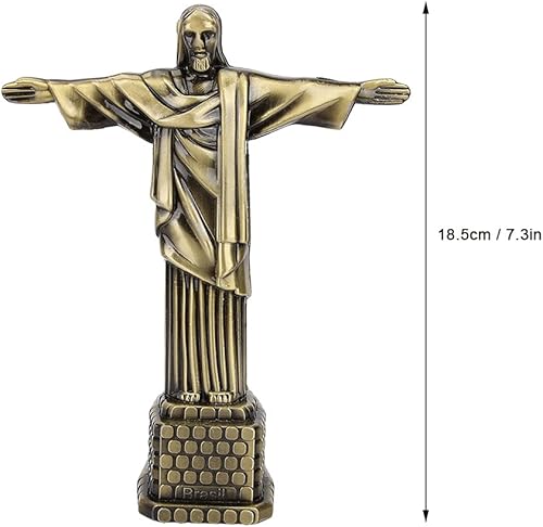Miniatura 3 de Plplaaoo Estatua de Jesús de bronce de 7.3 pulgadas, réplica de estatua de Cristo Redentor en estilo vintage, modelo de estatuas de arte cristiano