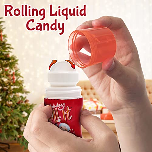Holiday Roll It Sour Rolling Liquid Candy, 3 Pack Of Liquid Candy 1 Cherry 1 Green Apple And 1 Strawberry, No Coloring Added Great For Christmas Goody Bag Filler, Christmas Stocking Stuffers #TOP2