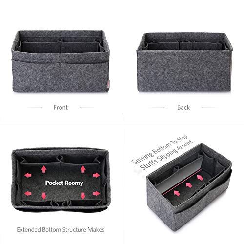 Image of Felt Purse Organizer, Multi Pocket Bag in Bag Organizer For Tote & Handbag Shaper, Speedy 30, Speedy 35 and Speedy 40,X-Large, Grey