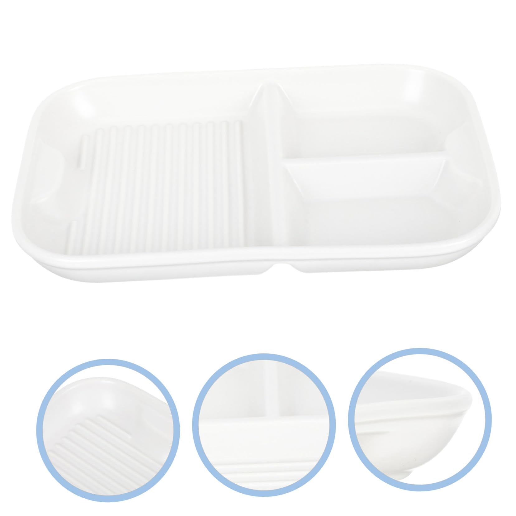 Assiette Compartimentée en Céramique Blanche pour Adultes 3 Compartiments, Surface Lisse et Brillante, pour Repas en Famille ou Réceptions