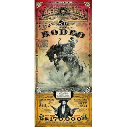 Deadwood South Dakota Rodeo by Bob Coronato Western Entertainment Vintage Advertisement Art Print Poster Image and Overall Size is 17.5x38.75 Inches
