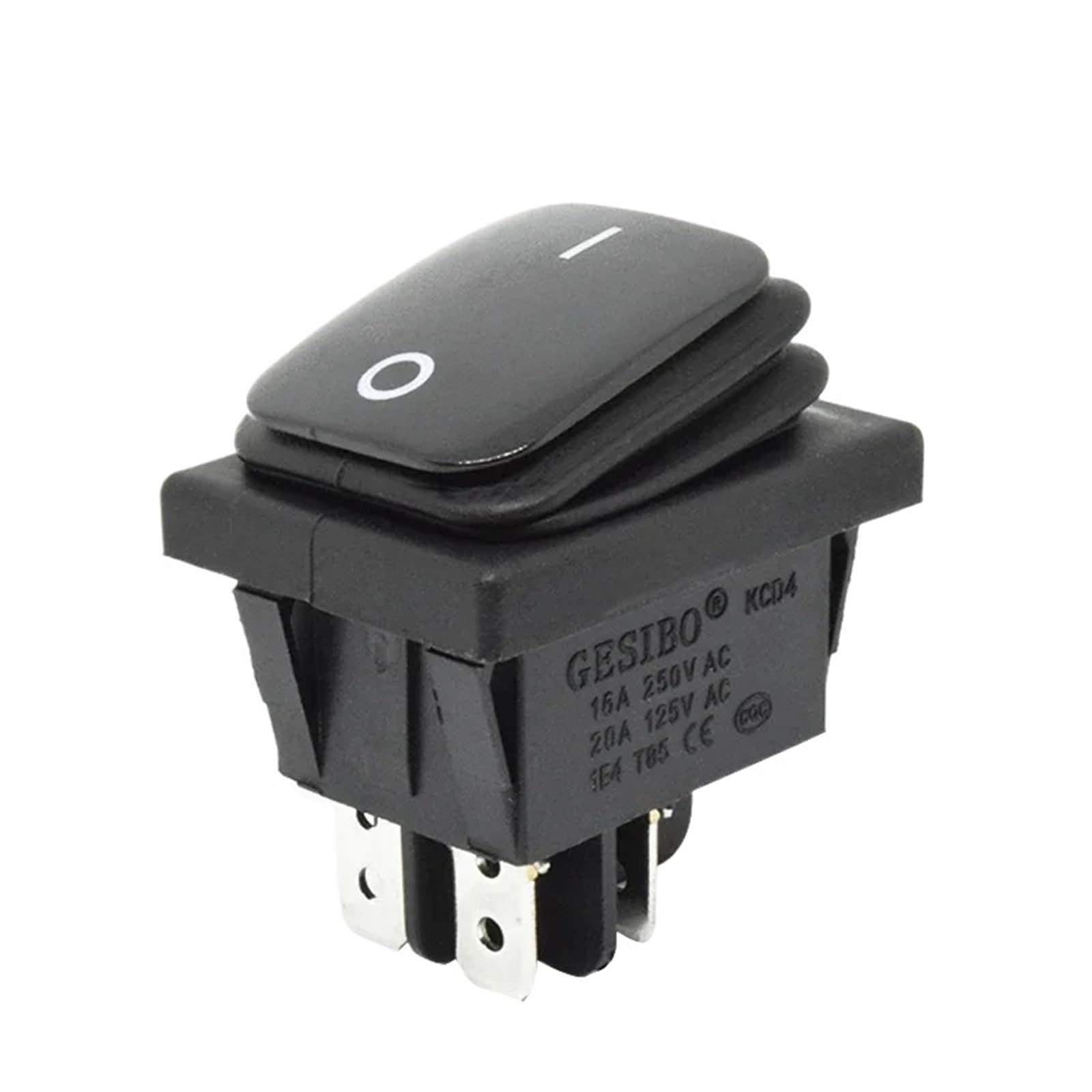 16A 250 VAC KCD4-201 przełącznik kołyskowy 12V 220V Czerwony Zielony Niebieski Żółty Podświetlane Światło DPST 4-pinowy włącznik (czarny bez diody LED, 220 V)