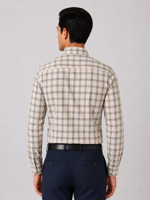Image of MARK & ALBERT 100% Cotton Full Sleeves Regular Fit Formal Shirt for Men Blue