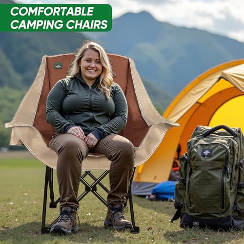 Silla de Camping Plegable Northroad, Silla de Césped Sobredimensionada con Portavasos, Resistente y Acolchada, Soporta 300 Libras para Exterior, Playas, Senderismo y Picnics miniatura 6