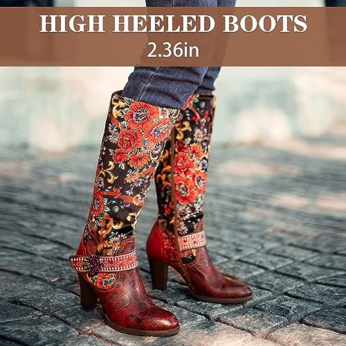 Artisan Handmade Women's Cowboy and Knight Boots - High Heels and Flat Bottoms Genuine Sheepskin, Ethnic and Vintage Style for Ladies and Girls4
