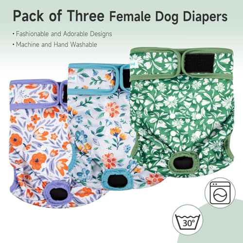 Image of Paw Legend Washable Reusable Female Dog Period Diapers for Heat Doggie Puppy Diapers for Female Dogs (3 Pack,X-Small)