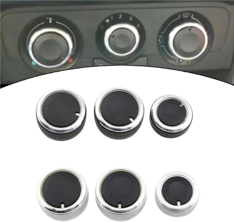 Car AC Knob Air Conditioning Heat Control Switch Button Knobs Accessories For Golf 5 Passta B6 B7(Silver)