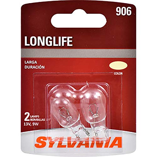 SYLVANIA - 906 Long Life Miniature - Bulb, Ideal for Interior Lighting - Cargo, License Plate and More (Contains 2 Bulbs)