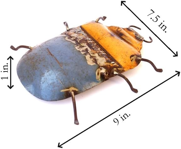 DeKulture Rustic Recycled Iron Beetle Wall Mount - Decorative Insect Art for Kitchen, Bathroom (7.5x1x9 Inches)