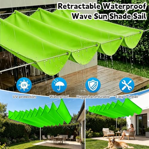 Toldo retráctil de onda verde claro 90x200 con cuerda 5