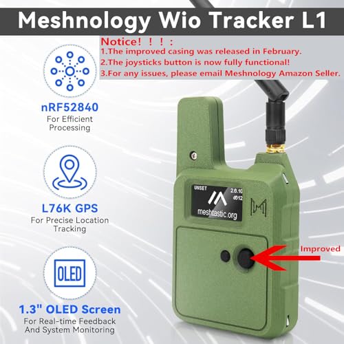 Meshnology Wio Tracker L1 Board mit 3000mAh Akku und Gehäuse Set – SX1262 nRF52840 Kit für AR duino Meshtastic LoRa, Blue Tooth 5.0, GPS GNSS, 1,3Zoll OLED, Akku Typ-C, Solarladung (N37, Grün)