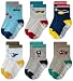 RATIVE Non Skid Anti Slip Slipper Cotton Crew Socks With Grips For Baby Toddlers Kids Boys (9-18 Months, 6 designs/RB-711)