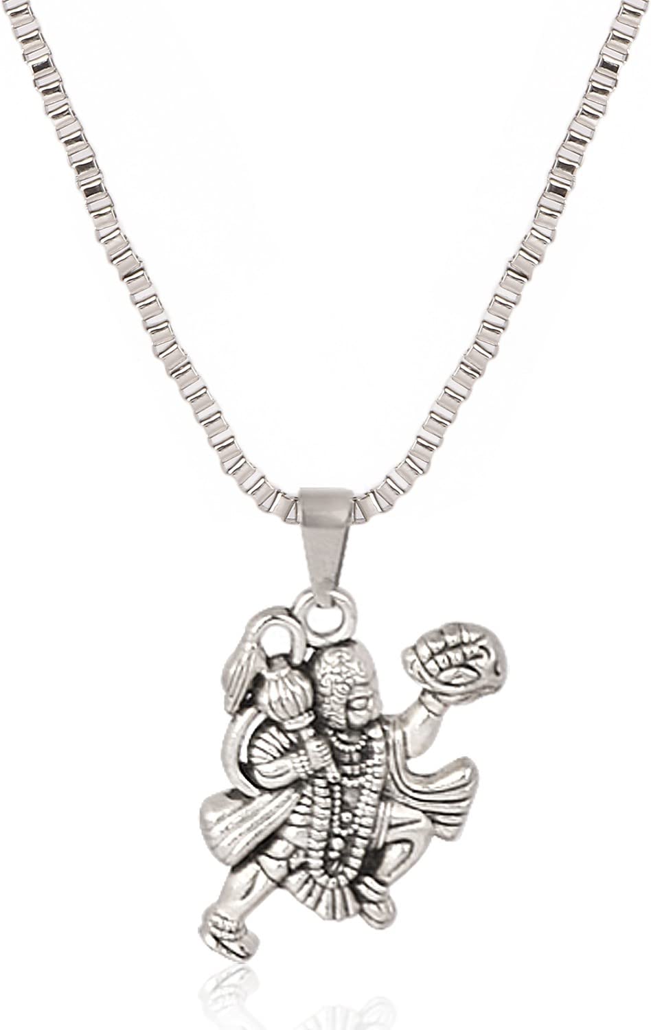 czardonic Religious Lord Hanuman ji Silver Stainless Steel Pendant Chain For all Men and Women | Stylish & Fancy Neckpiece for All Ocassion-picture-41
