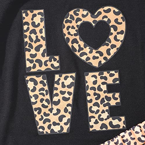 Akyzic Toddler Girl Clothes Leopard Outfit Two Piece Letter Print Short Sleeve Shirt Cheetah Print Tiered Skirt Baby Girl Leopard Dress Clothes Set 2-3T #TOP4