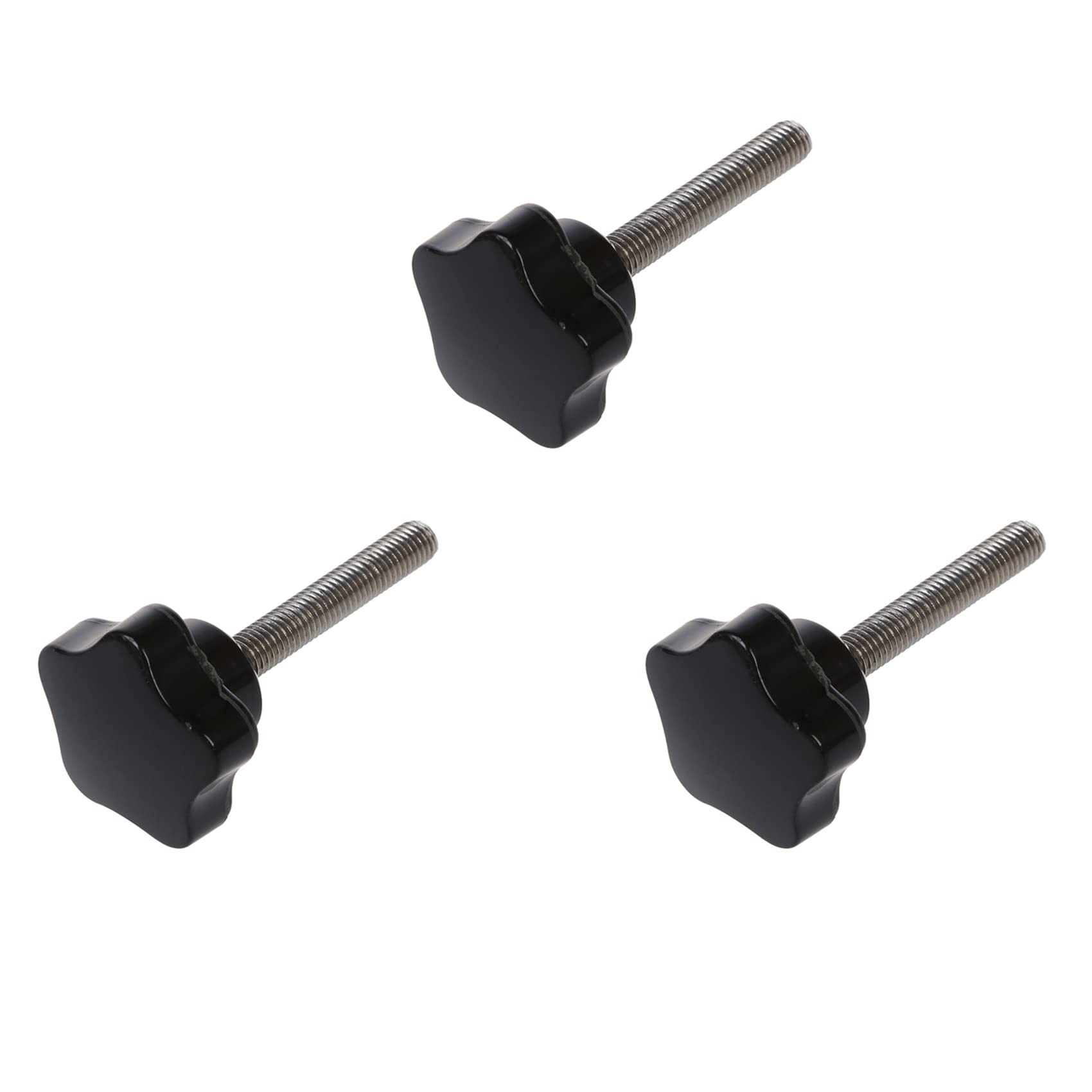 Jnchdghwa Black&Silver 3X, M8 X 50Mm Thread Replacement Star Hand Knob Tightening Black Silver Tone