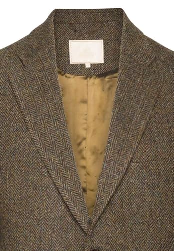 Men's V-Neck Herringbone Blazer 2-Button Vintage Slim Fit Tweed Blended Sport Jacket2