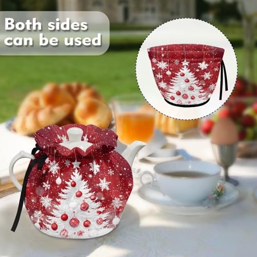 Image of Christmas Tree Tea Pot Cover Tea Cozy Foldable Teapot Dust Cover Keep Warmer Teapot Protective Insulated Soft Cover Kitchen Home Decor Accessory Tea Pots Cozy