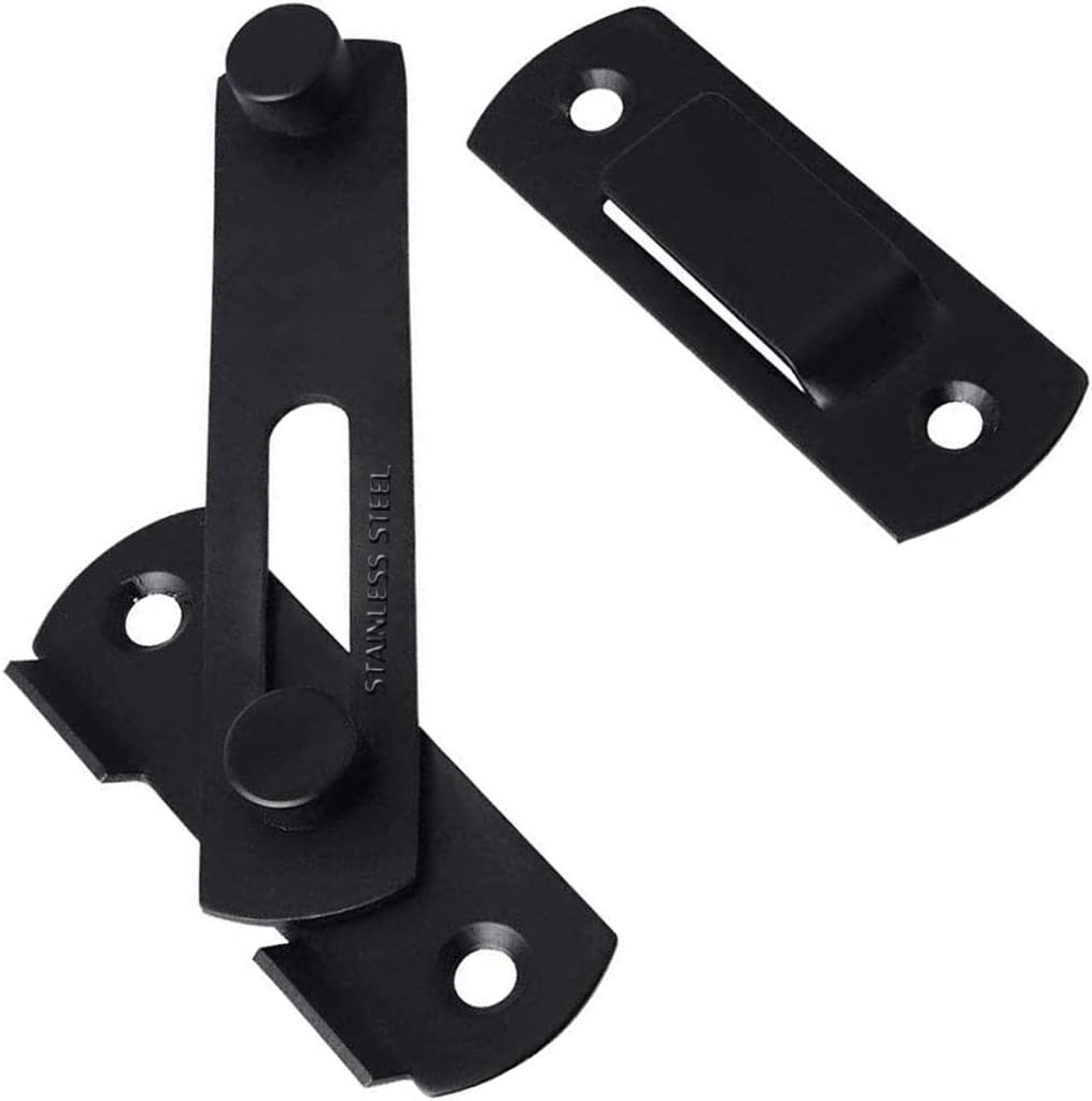 Flip Latch Lock,Heavy Duty Stainless Steel Bar Latch,Safety Door Bolt Latch Lock for Home Window Door Cabinet Furniture Pet Gate.2 Packs,Black