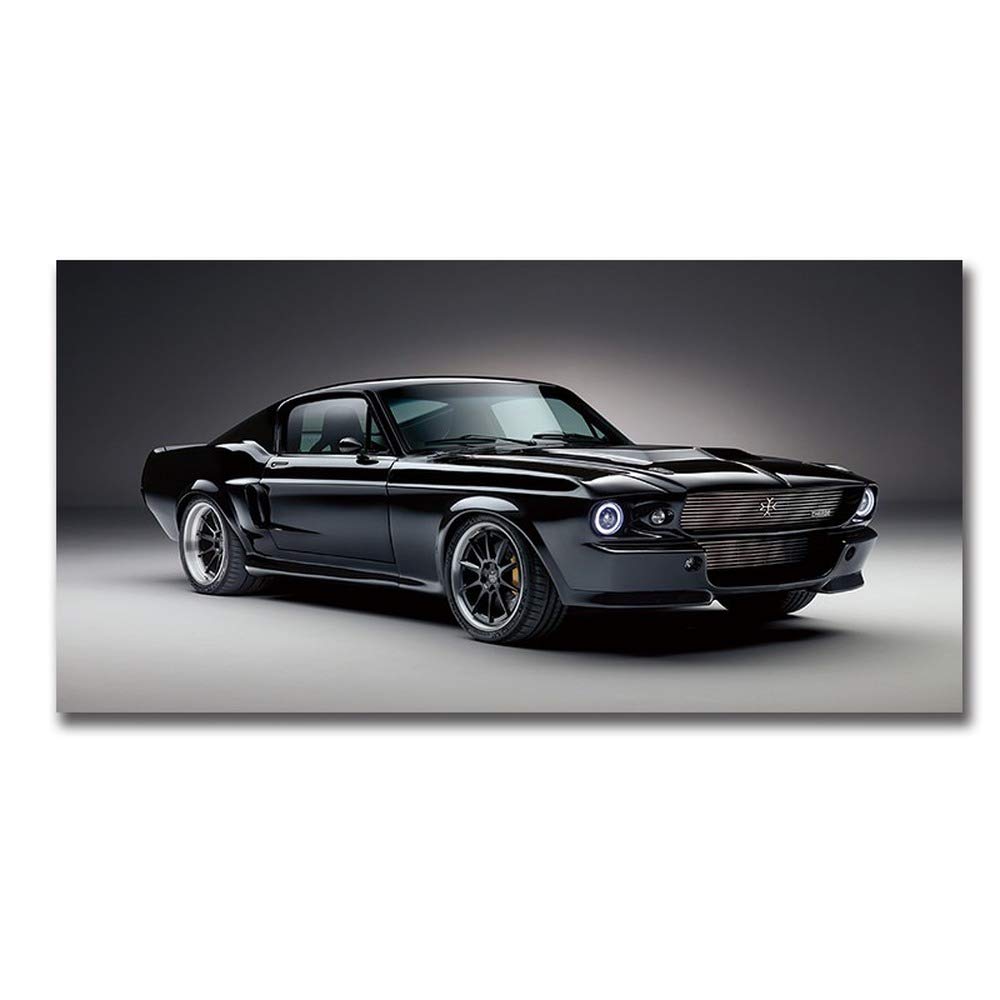 Voiture Mustang affiche salon décoration murale vintage en toile 60x120cm