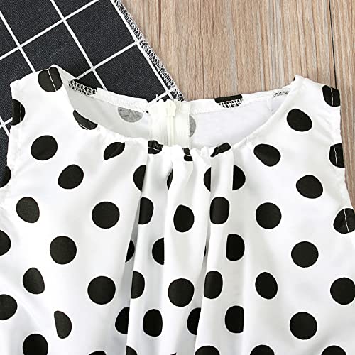 Vestido de princesa para meninas pequenas, sem mangas, com cinto, com estampa de bolinhas, vestido d