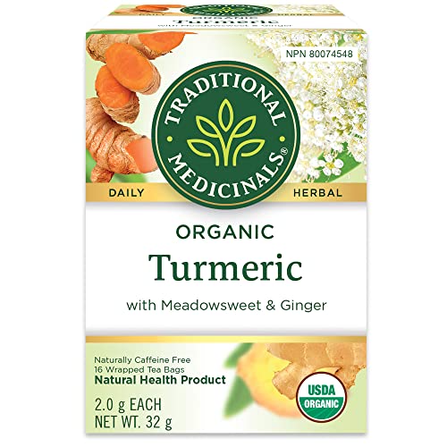 Traditional Medicinals - Traditional Medicinals - Organic Turmeric with Meadowsweet and Ginger Herbal Tea (Pack of 1) - Traditionally Used to Relieve Inflammation and Aid in Digestion - 16 Tea Bags Total