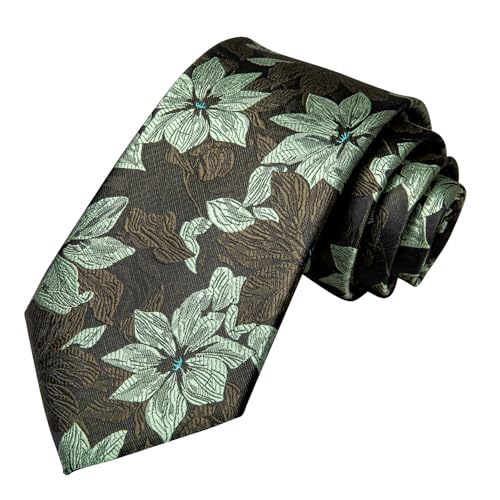 Image of Dubulle Mens Tie and Lapel Pin Paisley Striped Floral Necktie for Men Pocket Square Cufflinks 4PCS Set Wedding Party
