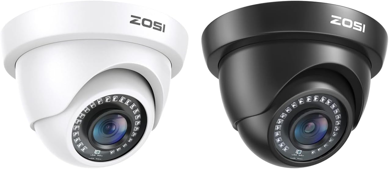 ZOSI 2-Pack Hybrid 4-in-1 Security Cameras - 2MP & 1080P Outdoor Indoor Surveillance System, TVI/CVI/AHD/CVBS Weatherproof CCTV Cameras with 80ft Night Vision.