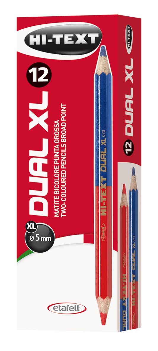 Hi-Text 072 Dual XL Pack 12 lápices punta gruesa color rojo y azul
