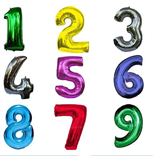 Megaloons - Palloncini in Mylar con numero di elio, misura XL, 85 cm, colore: Argento