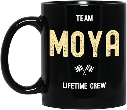 Moya - Custom Family Name Coffee Mug, Team Moya Personalized Last Name Black 11oz Ceramic Tea Cup