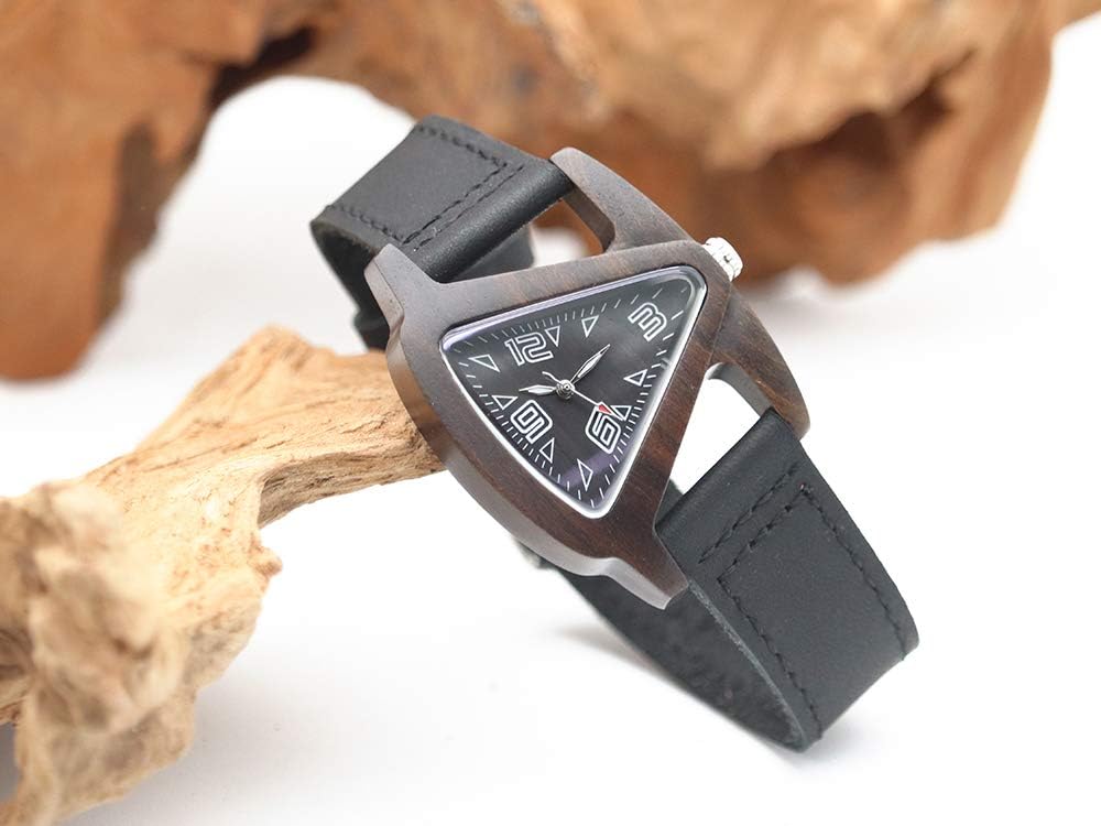 AIMES Womens Wooden Watch with Leather Strap Quartz Analog Red Bamboo Wooden Watches for Women Unique Lightweight Handmade Wood Wrist Watch