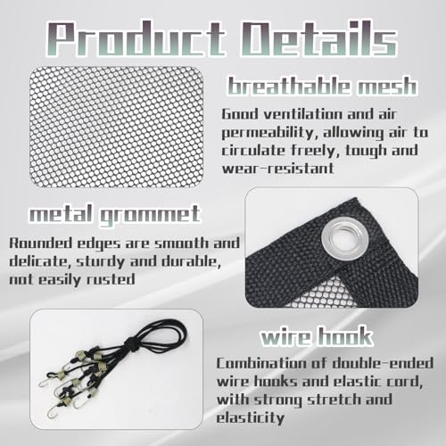 JazRvr Hundegitter Auto, 5-teiliges Set mit Trennnetz für Kofferraum und Rücksitz, Sicherheitsnetz für Haustiere, 75 x 115 cm, inklusive 4 Eisenhaken, ideal für Hunde und andere Haustiere