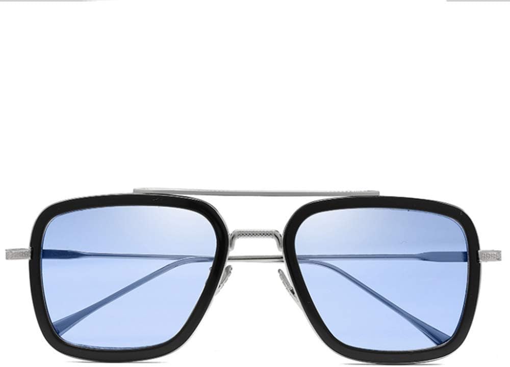 Sunglasses Square Metal Frame for Men Women Sunglasses Classic Downey Iron Man Tony Stark
