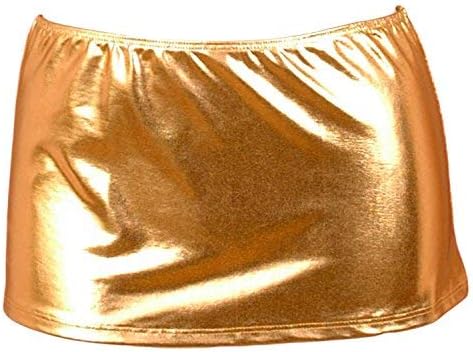 Women's Gold Metallic Sexy Mini Skirt (Faux PVC Leather Wet Look Micro Skirt)