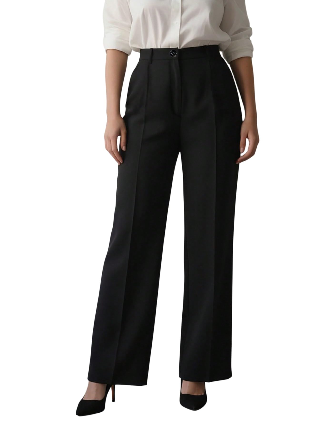 SOLY HUX Anzughose Damen Weites Bein Bundfaltenhose Elegante Hose Business Outfit Anzughosen Mit Tasche Wide Leg Hose